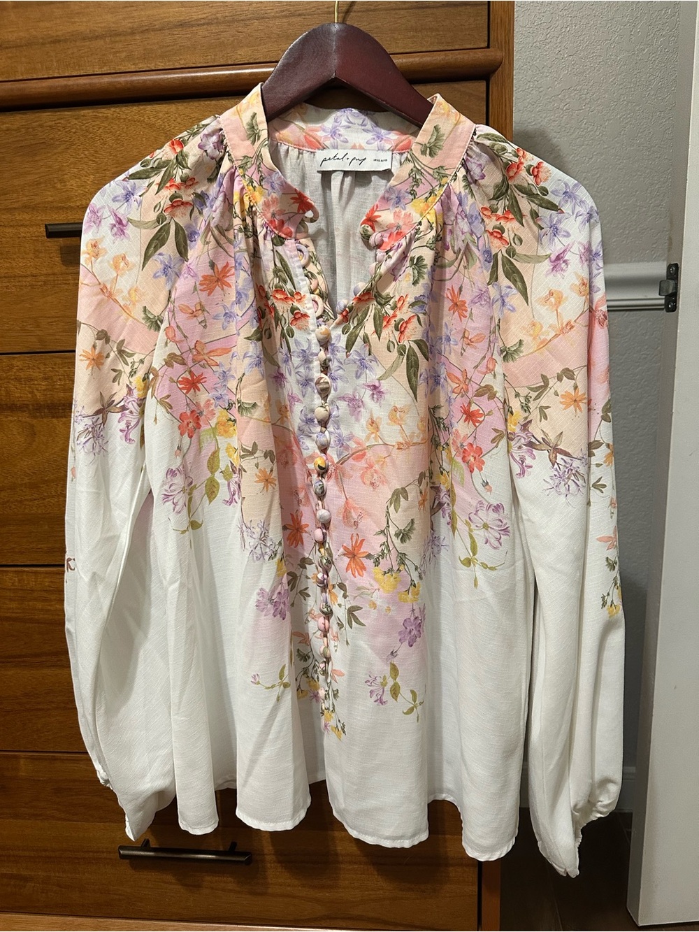 Petal & Pup White Blouse with Pastel Floral Print